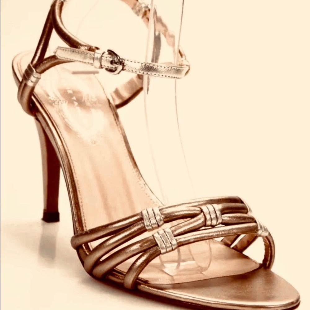 . Elie tahari Pale gold and silver strappy sandals